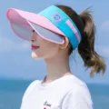 Blau-rosa ausziehbarer Sonnenvisier-Hut für Damen, UV-Schutz im Sommer im Freien - Einheitsgröße / Sport-Stil (sport) / Blau Rosa