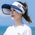 Damen-Sonnenschutz-Visier mit ausziehbaren Seitenwänden in Weiß und Blau, UV-Schutz - Einheitsgröße / Sport-Stil (sport) / Weiß & Marineblau