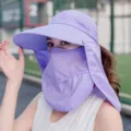Sombrero de sol con protección UV y máscara facial extraíble en color púrpura - Ajustable / Violeta Claro