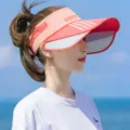 Damen Sonnenvisier in Rosa mit ausziehbarer Krempe für UV-Schutz im Sommer und Reisen. - Rosa Orange