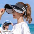 Damen Sonnenvisier in Schwarz mit ausziehbarer Krempe für UV-Schutz - Schwarz