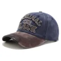 Berretto da baseball vintage in denim lavato con ricamo Original The Black ricamato - Taglia Unica (55-60cm) / Corona Navy Tesa Caffè Patch