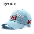 Hellblaue Baseballkappe mit bestickter Kanada-Flagge und weichem Top-Design - Kanada Baseballkappe (55-60cm) / Cotton light blue