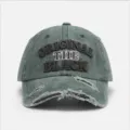 Vintage gewaschene Denim-Basecap mit 'Original The Black'-Stickerei in grünem Farbton - Einheitsgröße (55-60cm) / Stickerei Grün