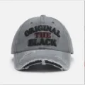 Cappellino da baseball in denim grigio lavato vintage con ricamo Original The Black. - Taglia Unica (55-60cm) / Ricamato Grigio Chiaro