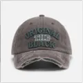 Cappellino da baseball grigio slavato vintage con scritte ricamate verdi e visiera - Taglia Unica (55-60cm) / Ricamato Caffè