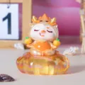 Cute Chinese Zodiac Dragon figurine holding auspicious oranges on a translucent base. - Dragon Baby with Orange Lamp