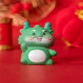 Cute green resin guardian creature figurine for desk decor or cake topper gift - Happy Dragon / Green