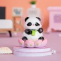 Figurine de panda géométrique mignonne sur base de lotus rose pour décor de bureau - Sain et Sauf (Panda)