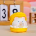 Figurine chat blanc mignonne style macaron jaune pour décor de bureau de travail - Bubble Macaron A Chat Citron