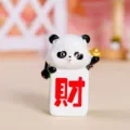 Figurine de panda mignon avec lingot d'or et symbole de fortune pour décor de bureau - Mahjong Joyeux - Cai
