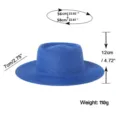 Vista dettagliata delle misure di un cappello di paglia blu a cima piatta con peso - M（56-58cm） / Blu zaffiro
