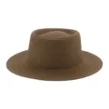 Vista dettagliata della trama intrecciata e della parte superiore piatta di un cappello - M（56-58cm） / Caffè