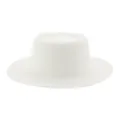 Elegante cappello classico in paglia bianca a tesa larga per la protezione solare estiva - M（56-58cm） / Bianco