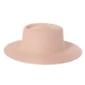 Elegante cappello di paglia rosa chiaro a tesa larga per la spiaggia e la protezione solare - M（56-58cm） / Rosa