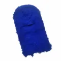Leuchtend blaue, gestrickte Sturmhaube mit einzigartiger, zotteliger Fransenstruktur - Einheitsgröße / Distressed Strickstil / Saphirblau