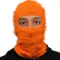 Auffällige orangefarbene Strick-Sturmhaube mit einzigartiger, flauschiger Textur - Einheitsgröße / Distressed Strickstil / Orange