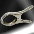 Stainless steel clothes clip detail close-up, heavy duty metal clamp, windproof design. - 12CM Non-Magnetic Quilt Clip