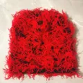 Stylish red and black shaggy fuzzy knit beanie hat for cozy winter outdoor warmth - One Size / Metallic Red Black