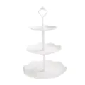 Elegant white 3-tier dessert stand with embossed floral patterns for parties and home decor. - Three-layer Round Style / Triple Layer