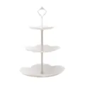 Soporte blanco para pasteles de 3 niveles estilo europeo postre y bandeja de frutas - Soporte flor de cerezo de 3 niveles