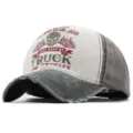 Distressed washed cotton baseball cap with skull and truck graphic print detail - One Size / Coffee And Black Brim