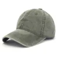 Vintage-Baseballkappe aus gewaschener Baumwolle in Olivgrün, Stoffstruktur sichtbar - Distressed Einfarbiger Stil (2021A-805) / Armeegrün