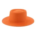 Cappello di paglia arancione a tesa larga con cima piatta per la protezione solare - M（56-58cm） / Arancione