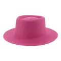Cappello di paglia rosa acceso a tesa larga e cupola piatta per spiaggia ed estate. - M（56-58cm） / Rosso rosa