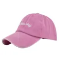 Casquette rose en coton délavé ajustable avec broderie blanche Bad hair day - Rose