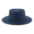 Elegante cappello di paglia blu navy a tesa larga con corona piatta per i viaggi estivi - M（56-58cm） / Blu Notte