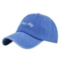 Casquette de baseball en coton lavé bleu réglable avec broderie blanche bad hair day - Bleu saphir