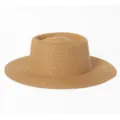Cappello di paglia a tesa larga con corona piatta per la protezione solare estiva - M（56-58cm） / Cachi