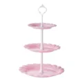Soporte de pastel rosa de 3 niveles de estilo europeo bandeja de postre para fiesta - Soporte de gota de 3 niveles - Vara blanca y rosa