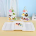 Élégant présentoir à gâteaux blanc à 3 niveaux et plateaux à dessert pour mariage - Support Rond Gaufré Avec Plateau Carré Gaufré / 2 Présentoirs À Étages Et 3 Plateaux / Blanc