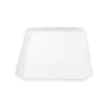 Plateau en plastique rectangulaire blanc avec bord cannelé, simple assiette de rangement cuisine - Plateau carré, blanc, 1 pc