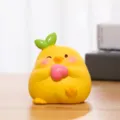 Cute yellow chick figurine holding a pink heart, desktop ornament for bedroom decor. - Chick Party Heart / Yellow (Heart Chick)