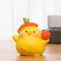 Adorable yellow chick resin figurine with apple hat and accessory for cute desk decoration - Yellow (Apple Chick)