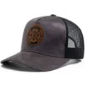 Premium Graue Wildleder Mesh Trucker Cap mit Enjoy Life Patch für Outdoor Sonnenschutz - Rundes Etikett Netz 55-60cm / Grau