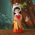 Figurine de dame de la dynastie Tang avec chapeau de danza du lion pour décoration - Shengshi Fanghua Grand Style B (B143) / Hauteur 21cm