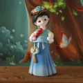 Figurine de dame de la dynastie Tang en hanfu bleu pour une jolie décoration de bureau - Shengshi Fanghua Grand Style D (B143) / Hauteur 21cm