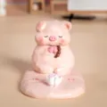 Mignon support de téléphone cochon rose avec fleur de lotus pour bureau décor - Tout se Passe Bien (Cochon Rose)