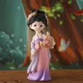 Figurine de dame de la dynastie Tang en hanfu rose et violet avec lanterne de lapin - Shengshi Fanghua Grand Style C (B143) / Hauteur 21cm