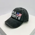 Gorra de béisbol de mezclilla lavada con bordado USA SPORTS y detalle de bandera - 55-60cm / Bandera Verde