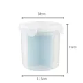 Detalle del tarro de almacenamiento de plástico transparente con altura de 15 cm. - S / Azul