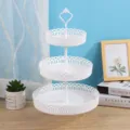 Plato de fruta de 3 niveles de plástico blanco soporte para tartas estilo europeo bandeja - Varilla Blanca Sin Base Frutero de 3 Niveles / 3 Capas / Blanco