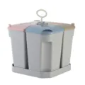 Cubo de basura de 4 compartimentos con tapa, contenedor de reciclaje portátil para el hogar. - Gris oscuro nórdico