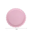 Europäische rosa Kunststoff-Fruchtschale mit Herz-Spitzenrand, 35cm runde Dessert Servierplatte. - Rosa rundes Spitzentablett, 1 Stück
