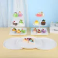 Présentoir à gâteaux blanc à 3 étages et plateaux à desserts pour table de fête - Support Carré Rayé (Tige Blanche) Avec Plateau Rond / 2 Présentoirs À Étages Et 3 Plateaux / Blanc