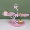 3 tier heart shaped dessert display stand pink butterfly cake plate afternoon tea pastry tray - 3-Tier Large Heart Stand with Pink Trays and Pink Butterfly Rod